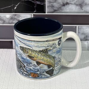 FIB Trout FISH Ceramic Coffee Mug White Novelty Fishing Fisherman Gift Nautical